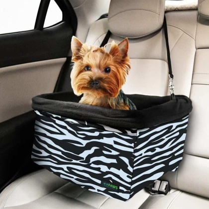 Zebra - JESPET & GOOPAWS Dog Booster Seats for Cars, Portable Dog Car Seat Travel Carrier with Seat Belt for 24lbs Pets - 16\