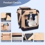 Beige - JESPET Soft Pet Crates Kennel, 3 Door Soft Sided Folding Travel Pet Carrier with Straps and Fleece Mat for Dogs, Cats, Rabbits, Indoor/Outdoor Use with Grey, Blue & Beige, Black - 30