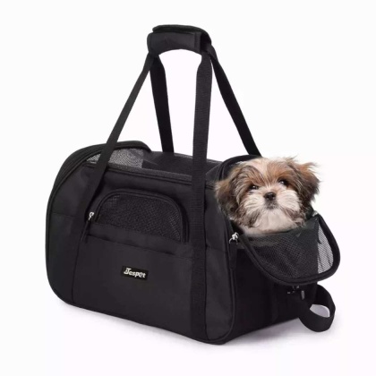 Black - JESPET Soft-Sided Kennel Pet Carrier for Small Dogs, Cats, Puppy, Airline Approved Cat Carriers Dog Carrier Collapsible, Travel Handbag & Car Seat - 19\