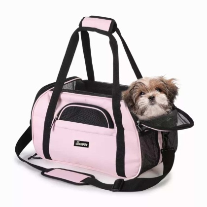 Pink - JESPET Soft-Sided Kennel Pet Carrier for Small Dogs, Cats, Puppy, Airline Approved Cat Carriers Dog Carrier Collapsible, Travel Handbag & Car Seat - 19\