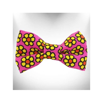 Yellow  - Daisies Doggie Bow Tie - Small 4\
