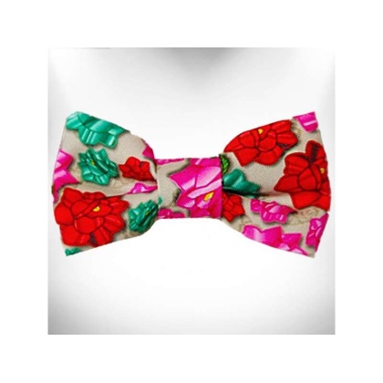 Mayan Flowers  - Doggie Bow Tie Design - Large 5\