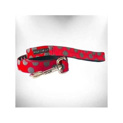 Grey Dot on Red - Polka Dot Dog Leads - REGULAR Lead 1\