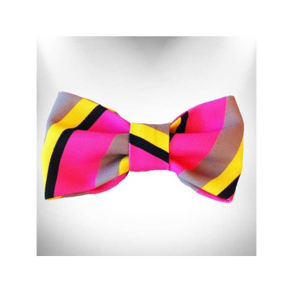 Pink/Grey  - Stripes Doggie Bow Tie - Small 4\