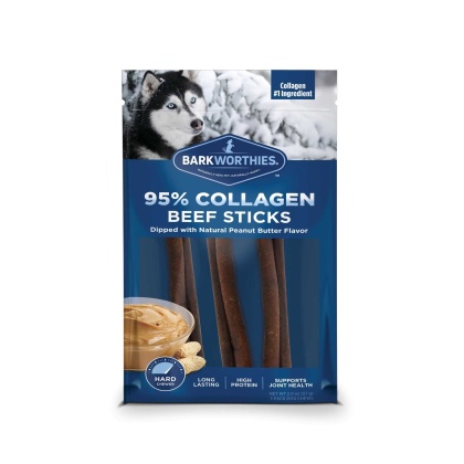 Barkworthies Collagen Beef Sticks Peanut Butter Flavor 6\