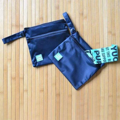 Black - Two Pocket Yucky Puppy Poop Bag Holders, Standard Size - 7x6.25