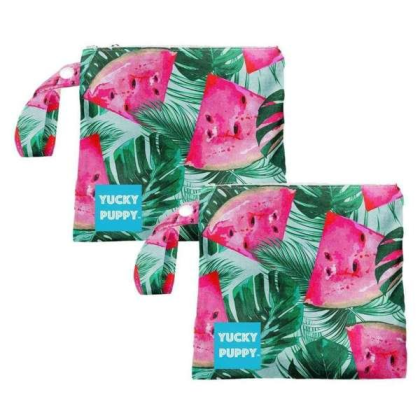 Pink/Green - Watermelon Yucky Puppy Dog Poop Bag Holders - 6.75x6.25