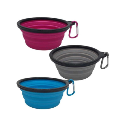 Mr. Peanut\'s Collapsible Silicone Bowls with Color Matched Carabiner Clips - XL 25 oz