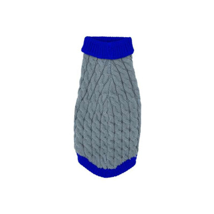 Gray With Regal Blue Fringe - Mr. Peanut\'s Knitted Acrylic Dog Sweaters - XX Large