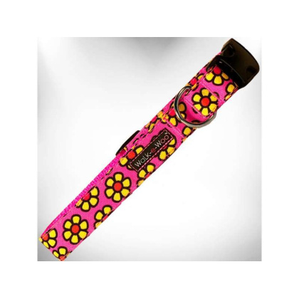Yellow Daisies on Pink - Flower Dog Collars - XS 5/8\