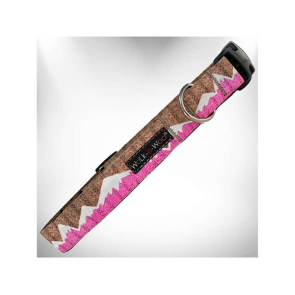 Pink Snowcap Mtn - Mountain Dog Collars - XS 5/8\