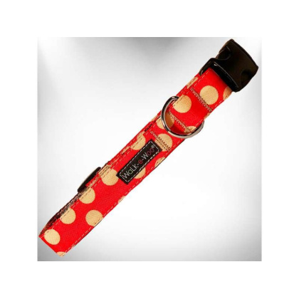 Tan Dot on Red - Polka Dot Dog Collars - XL 1.5\
