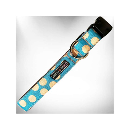 Tan Dots on Turquoise - Polka Dot Dog - Tan Dots Collars - XS 5/8\