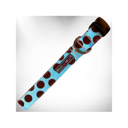 Brown Dot on Lt Blue - Polka Dot Dog Collars - L 1\