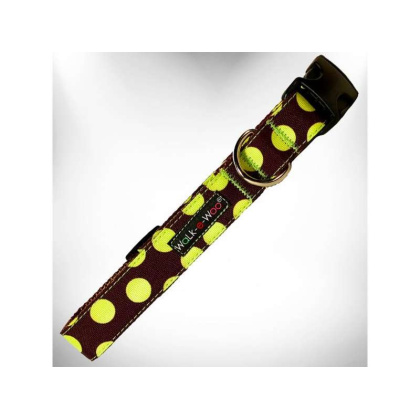 Green Dot on Brown - Polka Dot Dog Collars - XL 1.5\