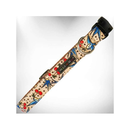 Bluebird & Cherries - Tattoo Dog Collars - XL 1.5\