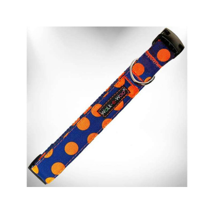 Orange Dot on Blue - Polka Dot Dog Collars - L 1\