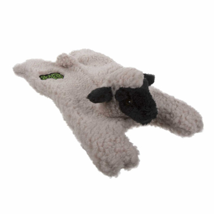 goDog Barnyard Buddies Lamb Squeaky Plush Flattie Dog Toy  - Small/Medium