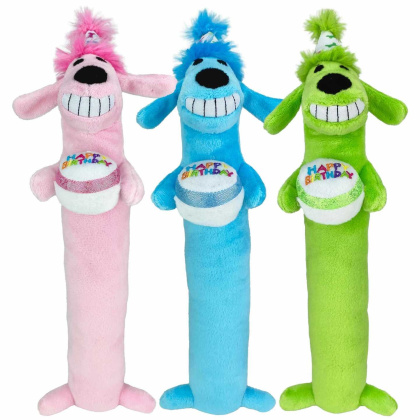 Multipet Loofa Dog Birthday Plush Dog Toy Assorted Colors 12\